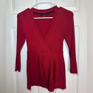 White House Black Market Red Ribbed Sweater
